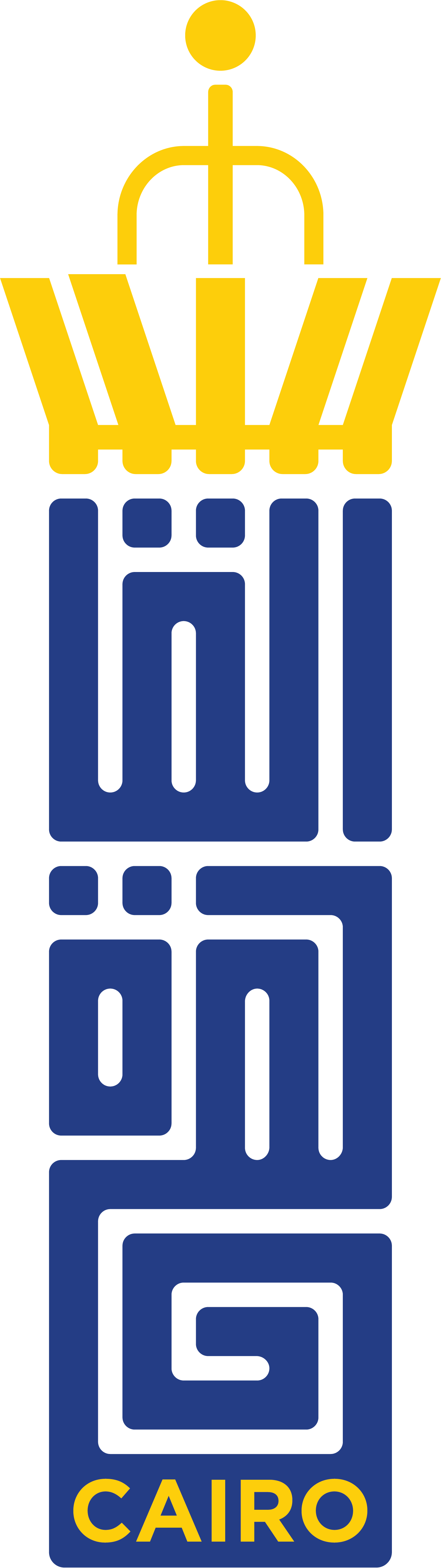 Official Cairo Governorate logo — crown of Cairo Tower over Arabic Kufic القاهرة and CAIRO wordmark